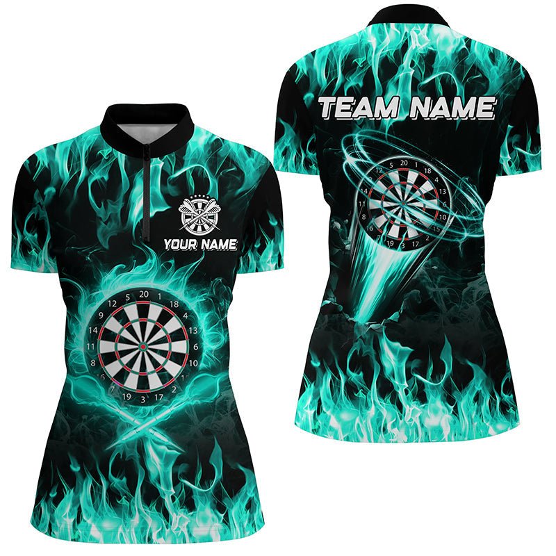 Damen Turquoise Fire Flame Dart Shirt - Individuelles Lightning Darts Liga Team T2661 - Outfitsuche