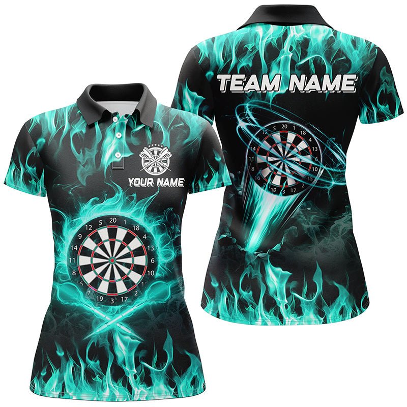 Damen Turquoise Fire Flame Dart Shirt - Individuelles Lightning Darts Liga Team T2661 - Outfitsuche