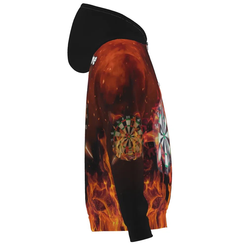 Dart Hoodie mit feurigen Flammen - Motiv – Stylisch und Bequem für echte Dart - Fans Q861 - Outfitsuche