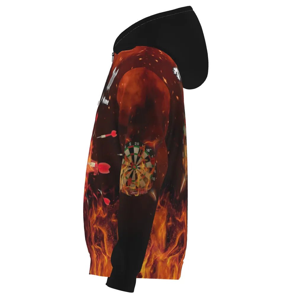 Dart Hoodie mit feurigen Flammen - Motiv – Stylisch und Bequem für echte Dart - Fans Q861 - Outfitsuche