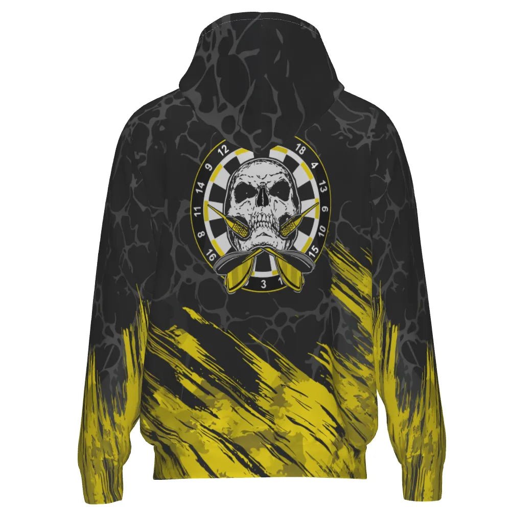 Dart Hoodie mit Schädel - Motiv – Gelb - Schwarz für echte Darts - Fans F915 - Outfitsuche