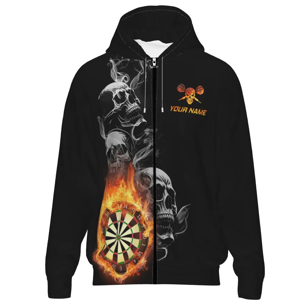 Dart Kapuzenpullover mit Totenkopf - Flammen - Motiv – Für leidenschaftliche Dartspieler! R847 - Outfitsuche