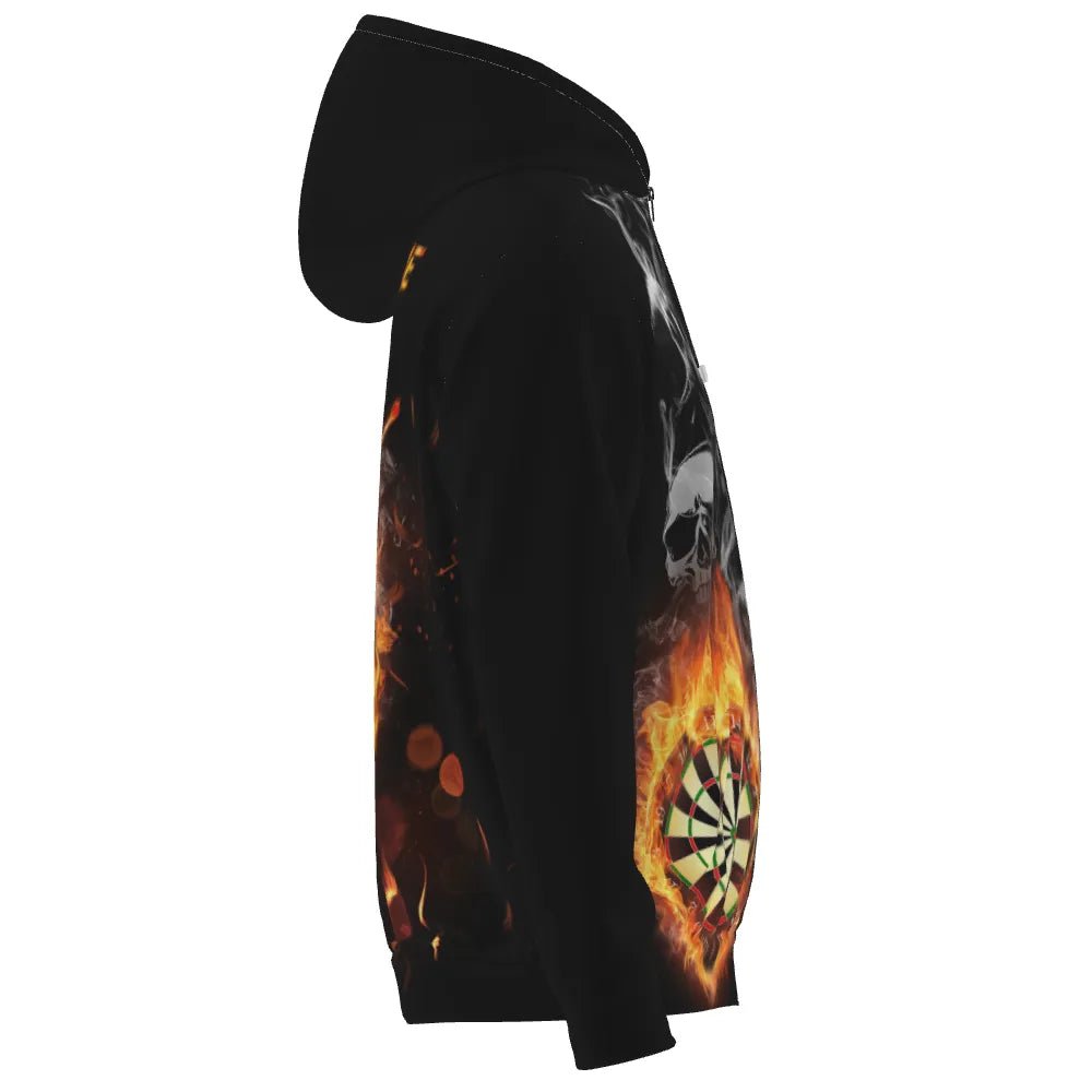 Dart Kapuzenpullover mit Totenkopf - Flammen - Motiv – Für leidenschaftliche Dartspieler! R847 - Outfitsuche