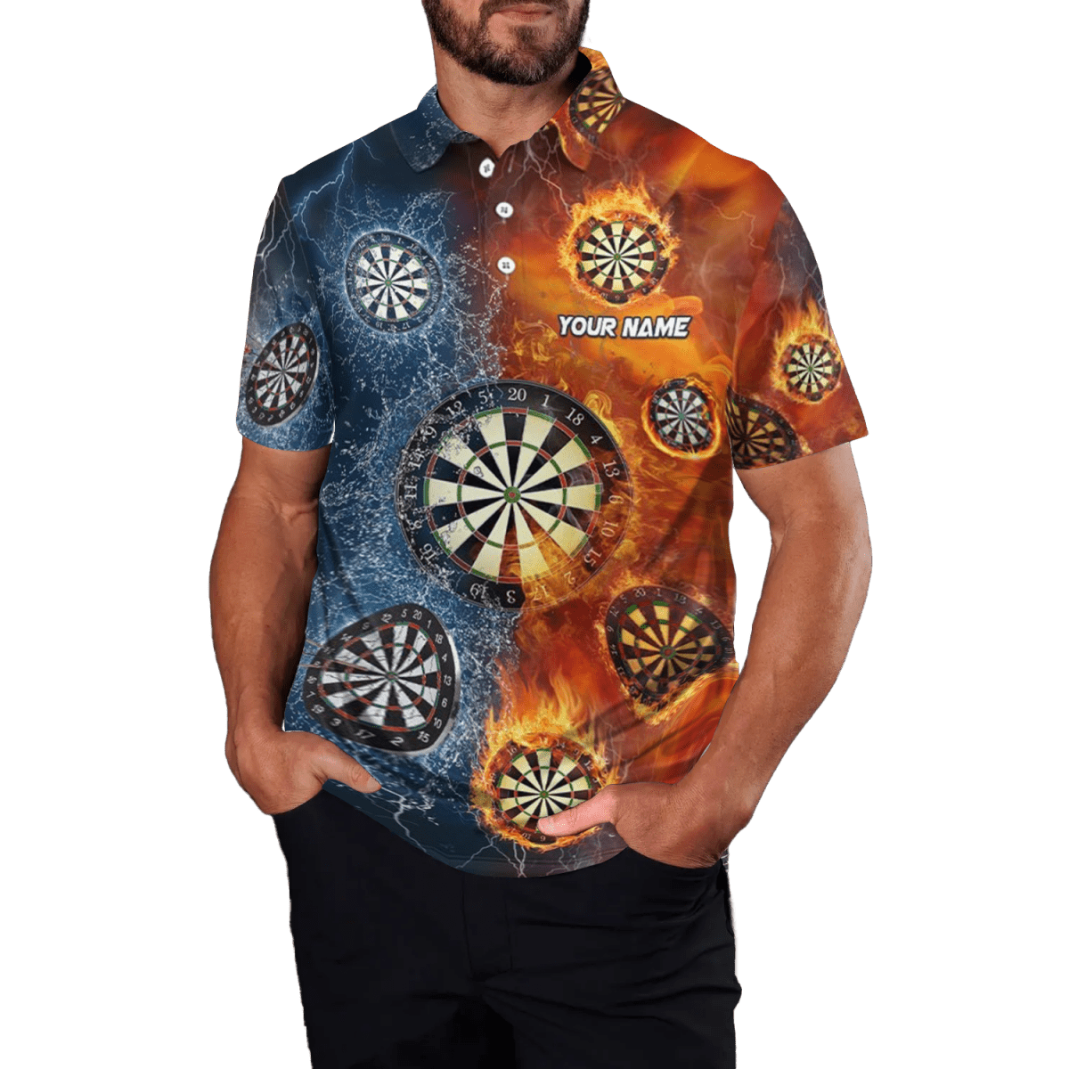 Dart Polo Shirt für Herren, Feuer - und Wasser - Darts, Team Trikot. J8282 - Outfitsuche