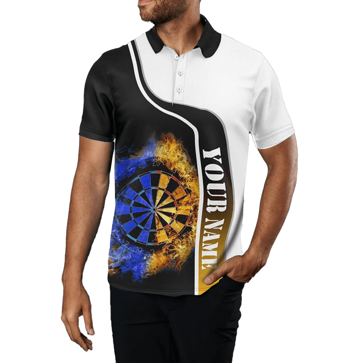 Dart Polo Shirt für Herren, Flammenmuster, cool und stylisch Q841 - Outfitsuche