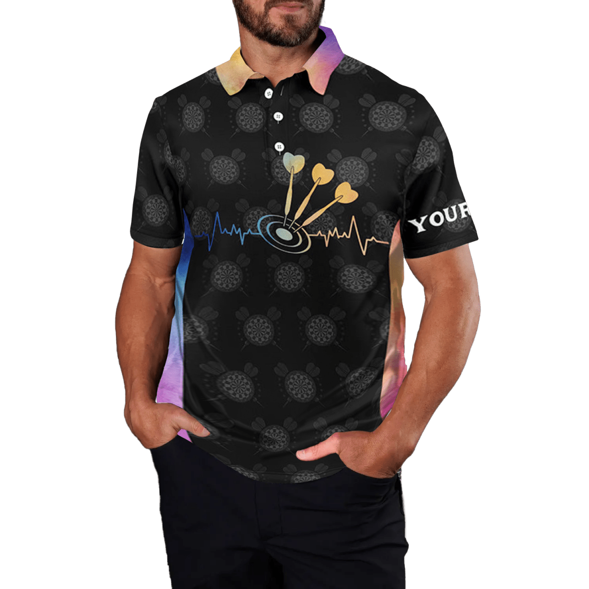 Dart - Polo - Shirt für Herren mit Herzschlag - Muster, in Schwarz, Dart - Trikot Z571 - Outfitsuche