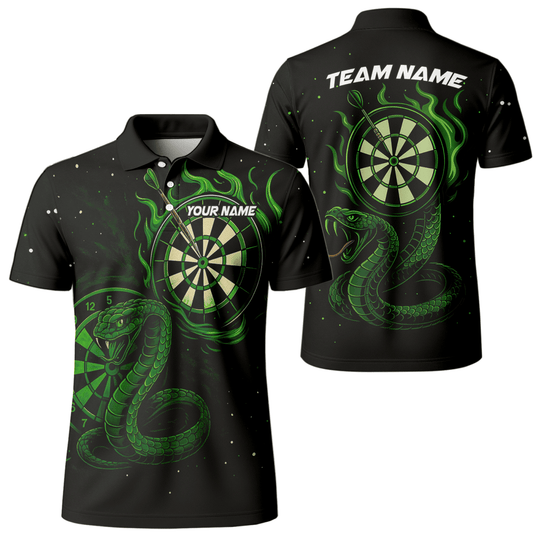 Dart Polo - Shirt Herren personalisiert – Mit Wunschname & Team - Design Blauer Flammen - Drache S7926 - Outfitsuche