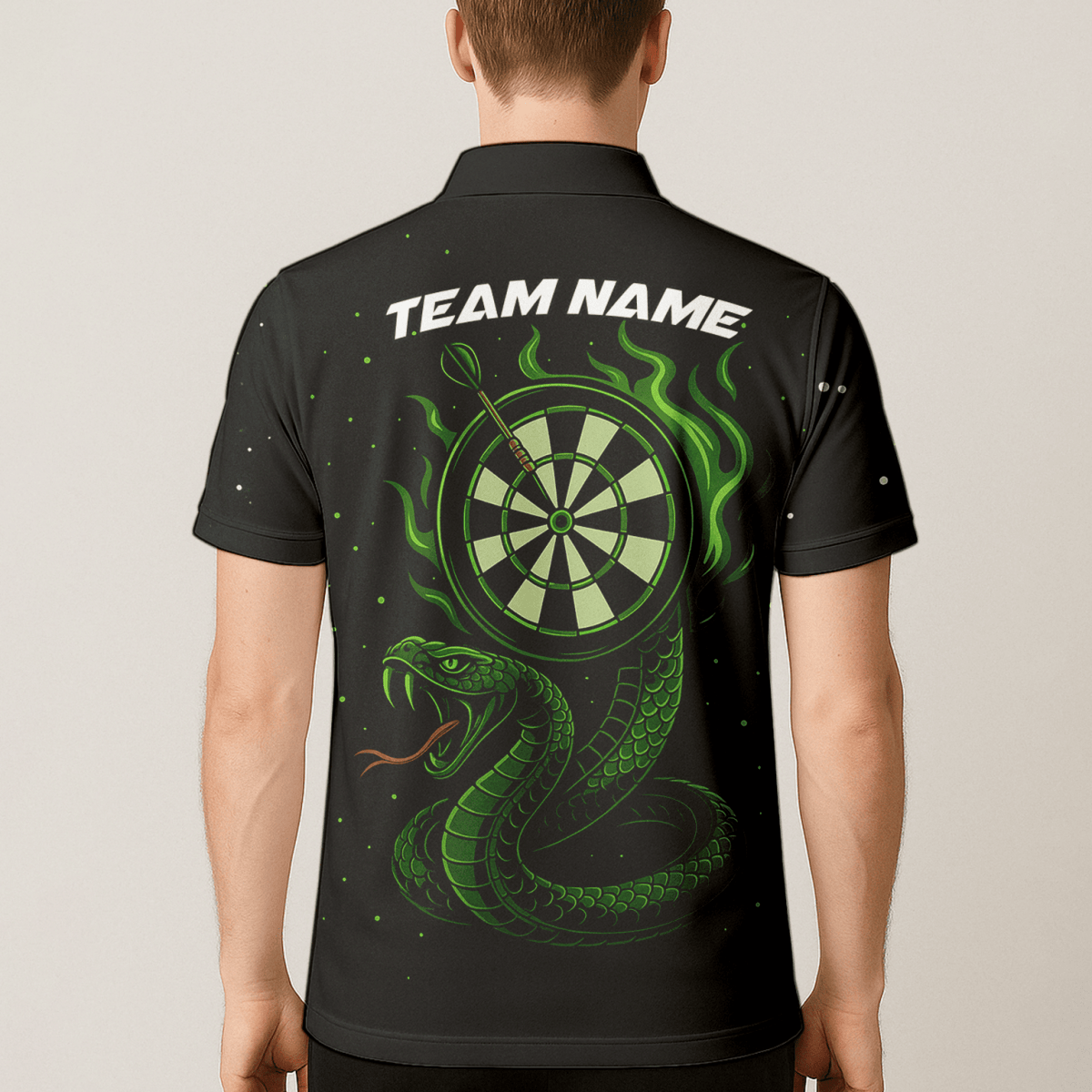 Dart Polo - Shirt Herren personalisiert – Mit Wunschname & Team - Design Blauer Flammen - Drache S7926 - Outfitsuche
