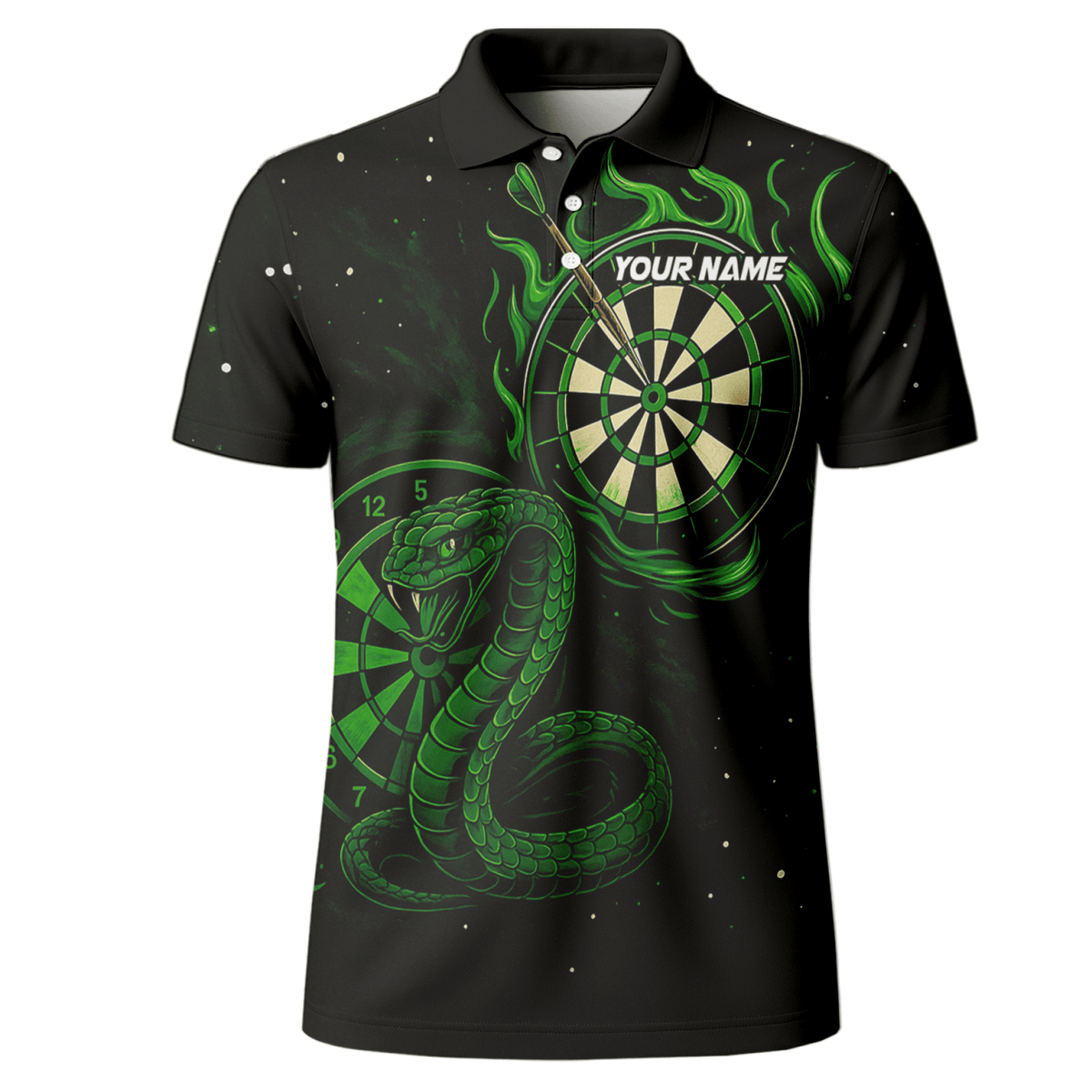 Dart Polo - Shirt Herren personalisiert – Mit Wunschname & Team - Design Blauer Flammen - Drache S7926 - Outfitsuche
