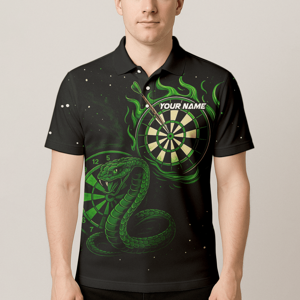 Dart Polo - Shirt Herren personalisiert – Mit Wunschname & Team - Design Blauer Flammen - Drache S7926 - Outfitsuche