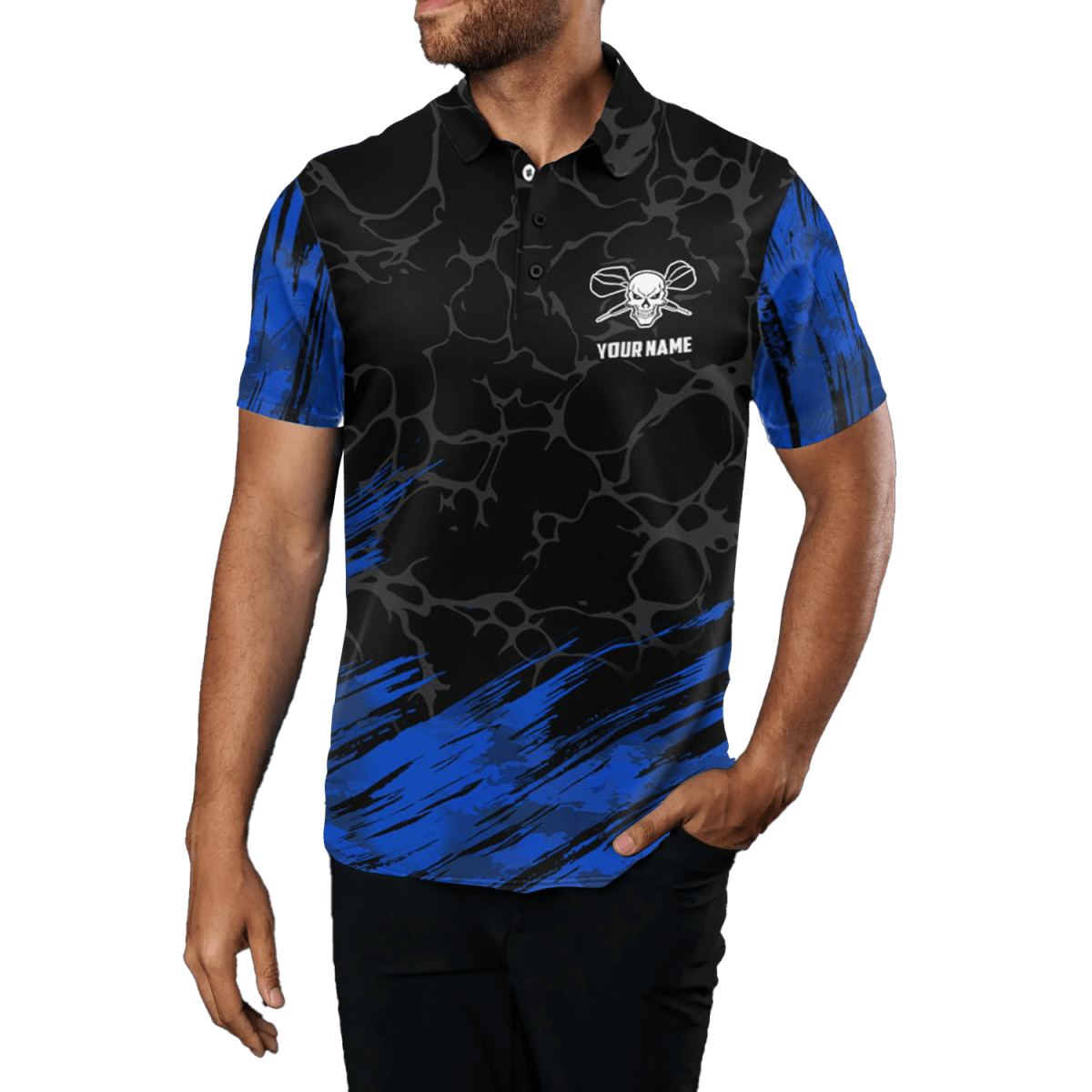 Dart Polo Shirt Herren Skull 3D Marineblau/Schwarz F916 blue - Outfitsuche