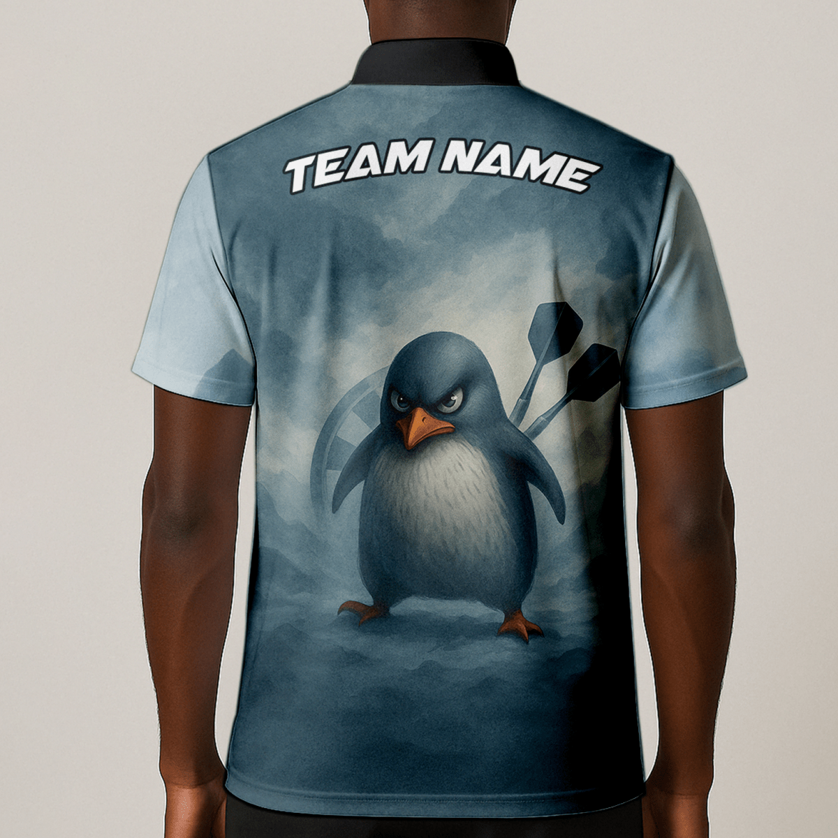 Dart Polohemd mit Boxendem Pinguin Design - Personalisiert mit Name (Team/Spieler) - Outfitsuche