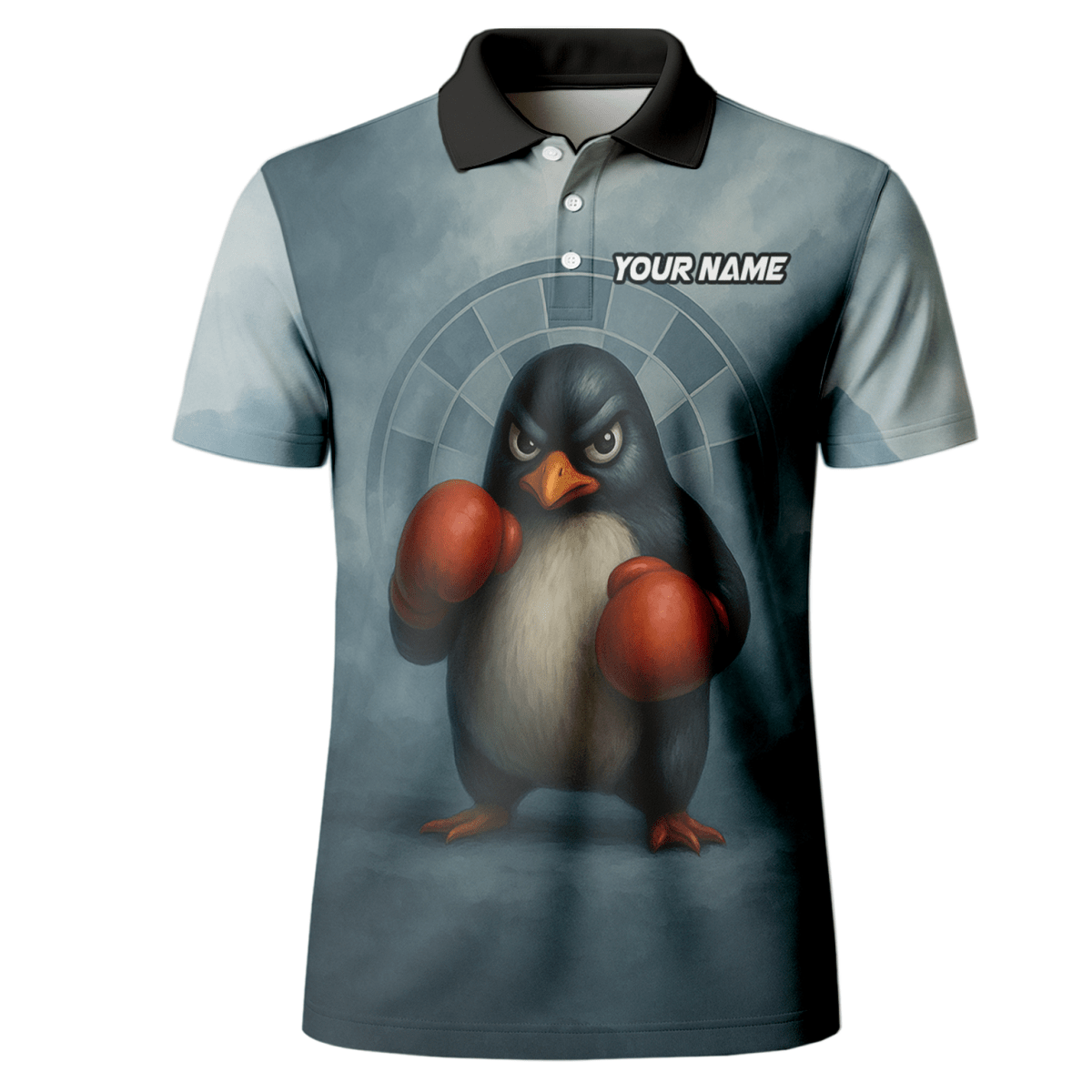 Dart Polohemd mit Boxendem Pinguin Design - Personalisiert mit Name (Team/Spieler) - Outfitsuche
