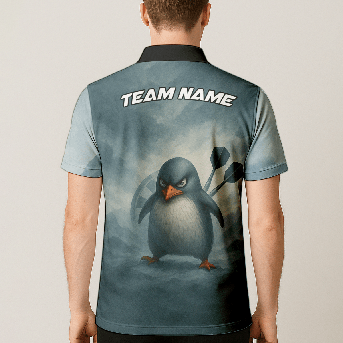 Dart Polohemd mit Boxendem Pinguin Design - Personalisiert mit Name (Team/Spieler) - Outfitsuche