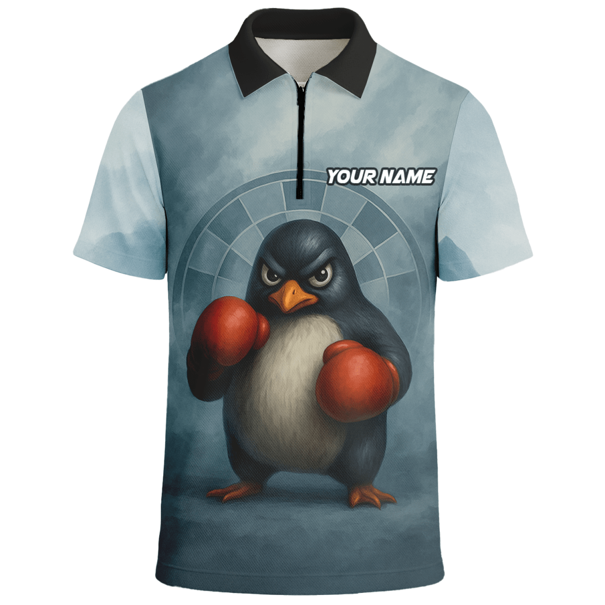Dart Polohemd mit Boxendem Pinguin Design - Personalisiert mit Name (Team/Spieler) - Outfitsuche