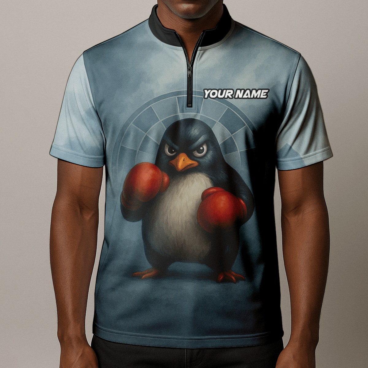 Dart Polohemd mit Boxendem Pinguin Design - Personalisiert mit Name (Team/Spieler) - Outfitsuche