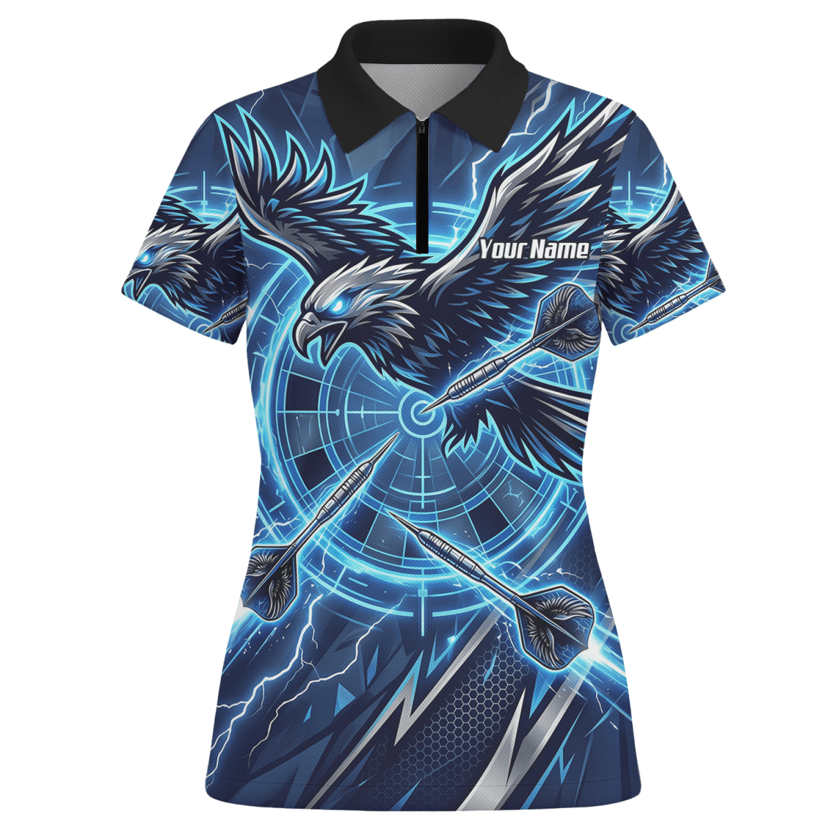 Dart Trikot Damen – Adler & Blitze Design Blau – Personalisierbar Y3067 - Outfitsuche
