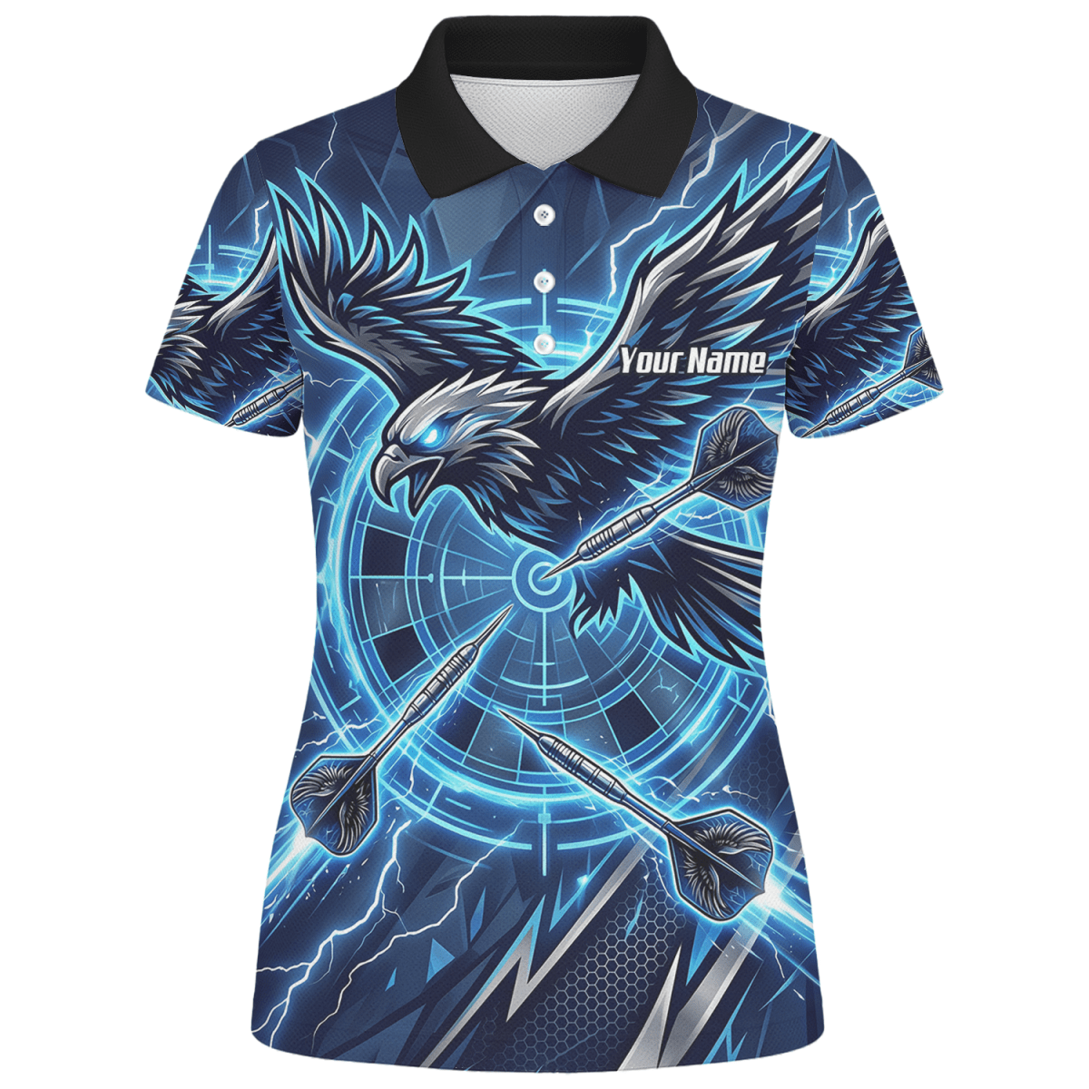 Dart Trikot Damen – Adler & Blitze Design Blau – Personalisierbar Y3067 - Outfitsuche