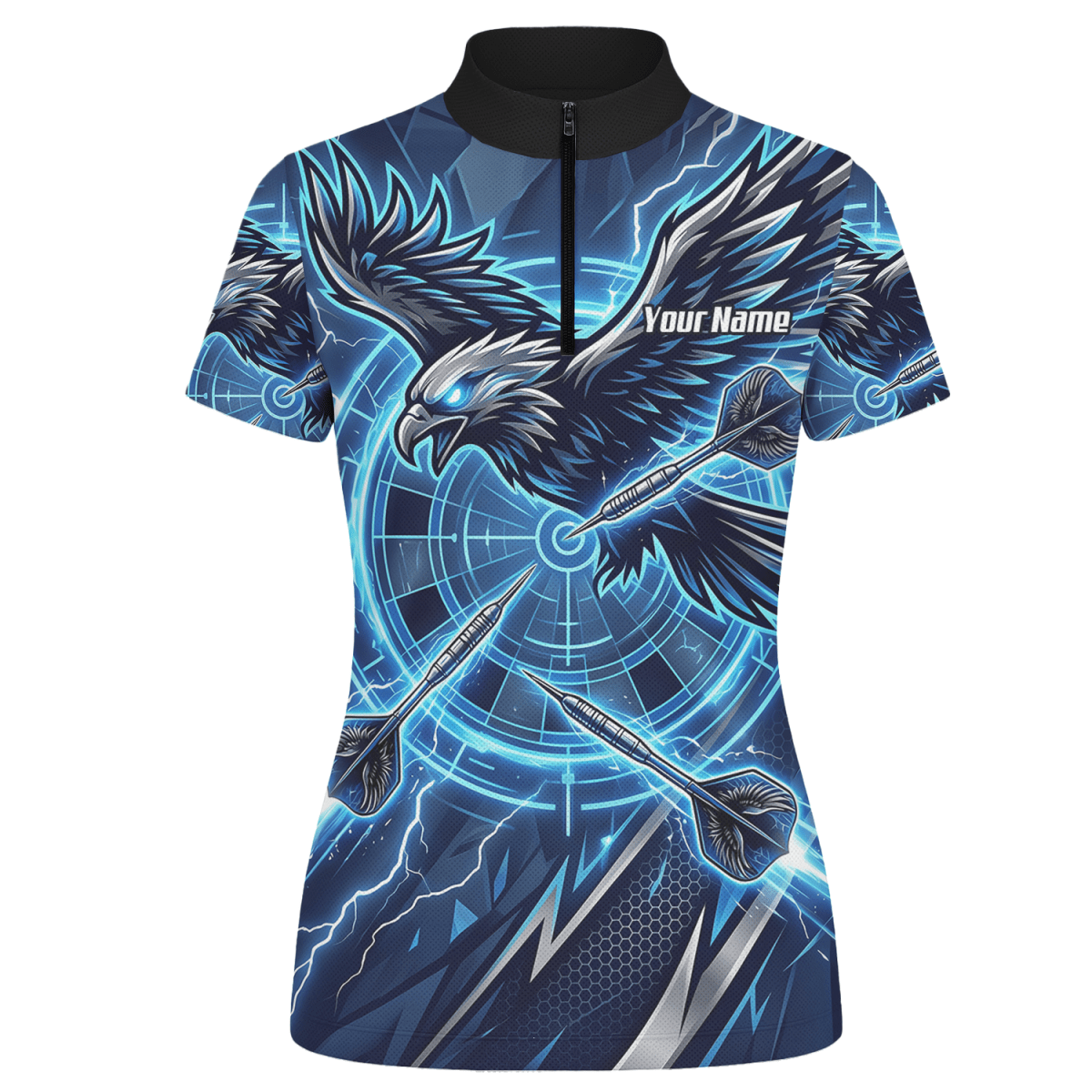 Dart Trikot Damen – Adler & Blitze Design Blau – Personalisierbar Y3067 - Outfitsuche