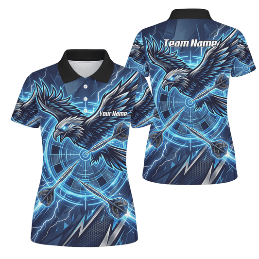 Dart Trikot Damen – Adler & Blitze Design Blau – Personalisierbar Y3067 - Outfitsuche
