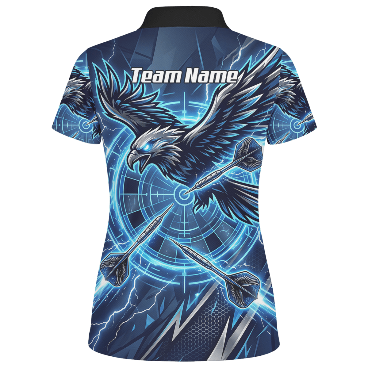 Dart Trikot Damen – Adler & Blitze Design Blau – Personalisierbar Y3067 - Outfitsuche