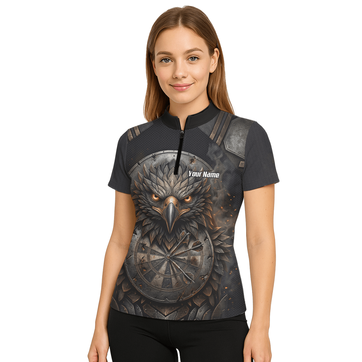 Dart Trikot Damen – Adler & Dartscheibe Motiv in Rüstungs - Optik G4208 - Outfitsuche