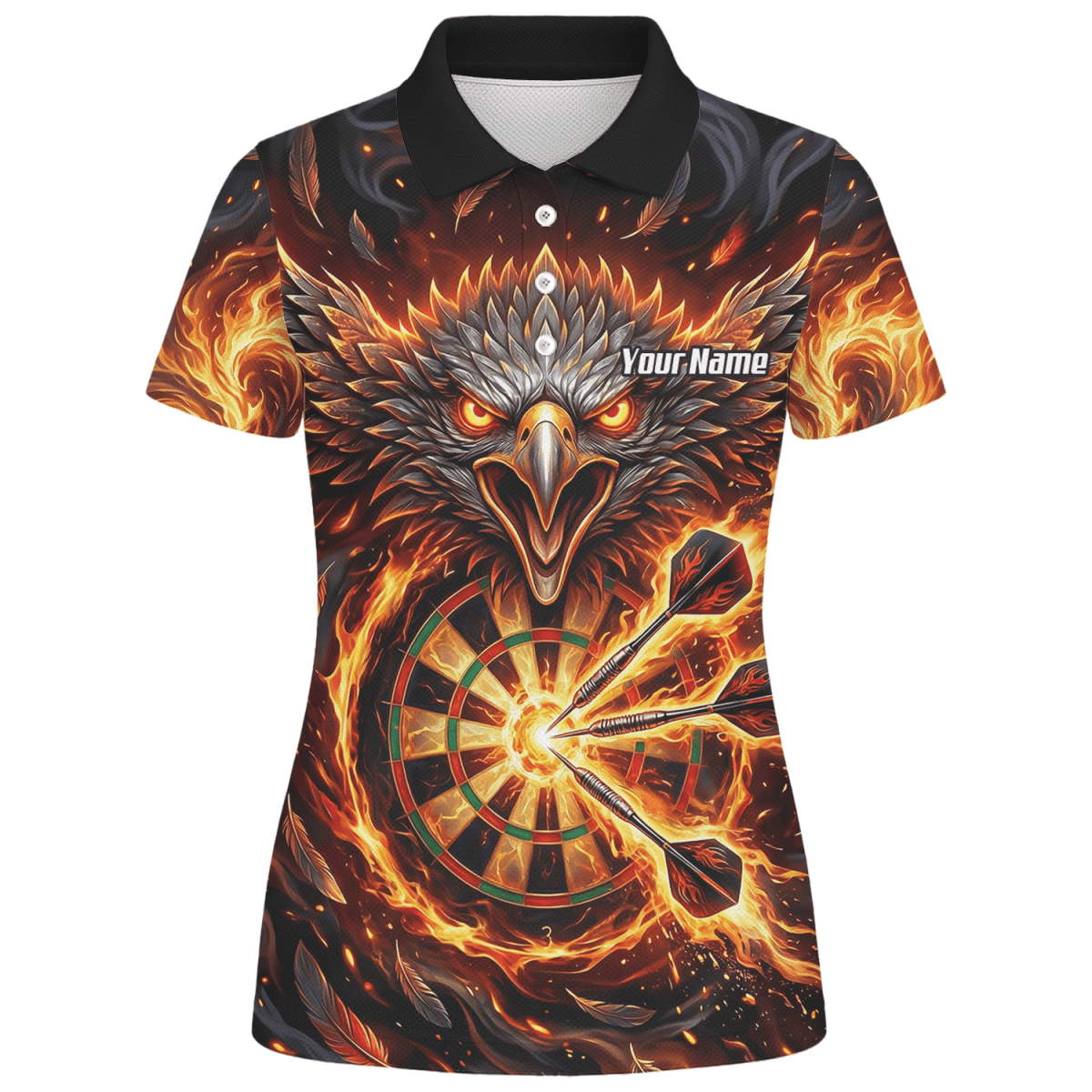 Dart Trikot Damen – Adler Feuer Design Schwarz Rot Personalisiert A3134 - Outfitsuche