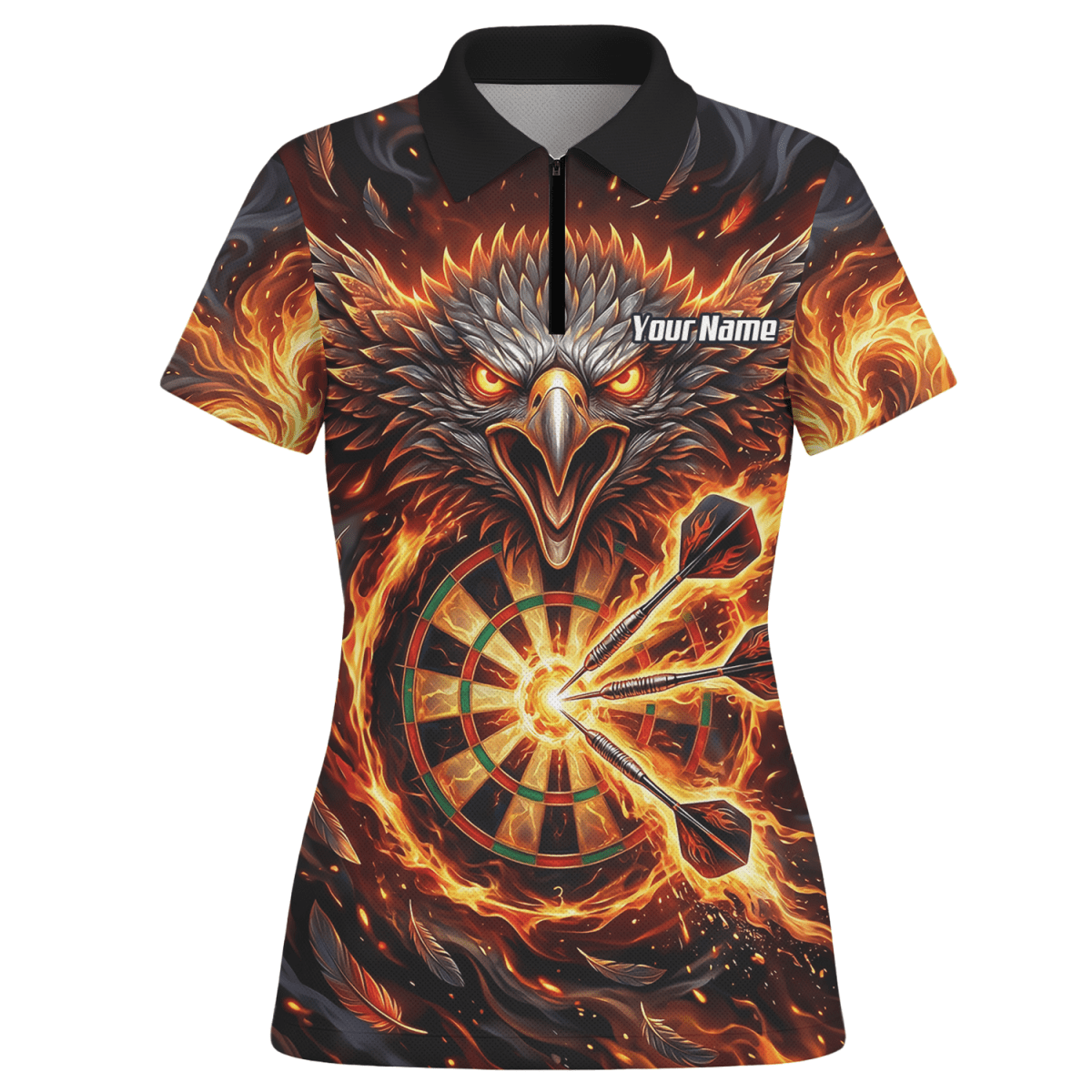 Dart Trikot Damen – Adler Feuer Design Schwarz Rot Personalisiert A3134 - Outfitsuche