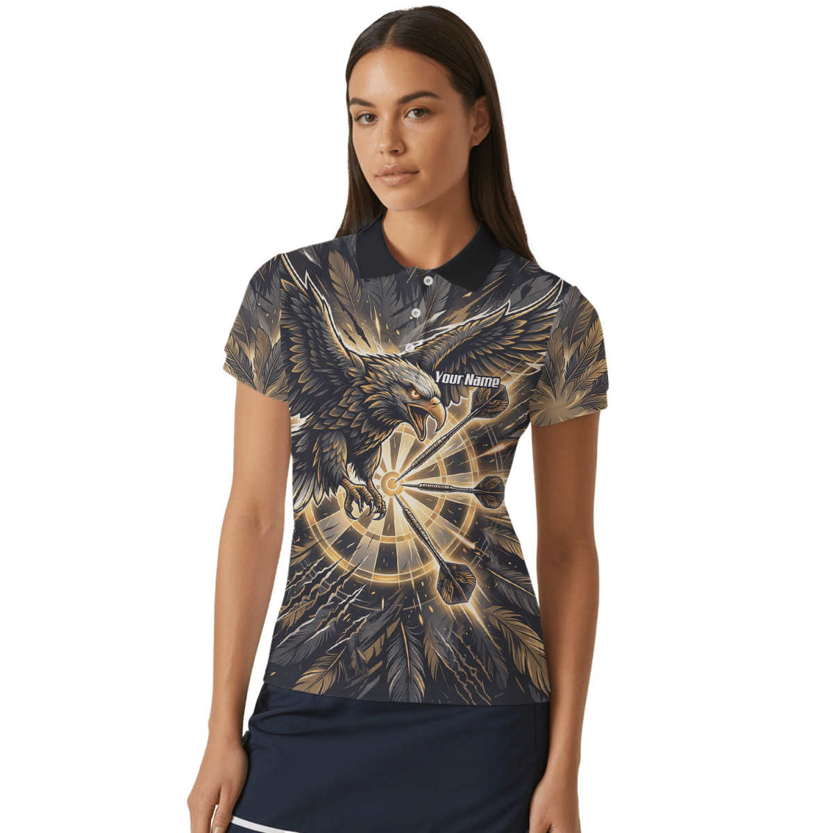 Dart Trikot Damen – Adler Motiv Gold Schwarz Personalisierbar P9080 - Outfitsuche