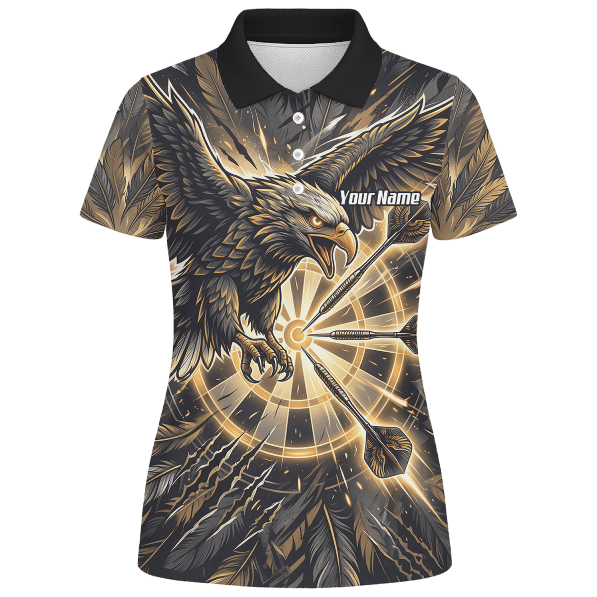 Dart Trikot Damen – Adler Motiv Gold Schwarz Personalisierbar P9080 - Outfitsuche