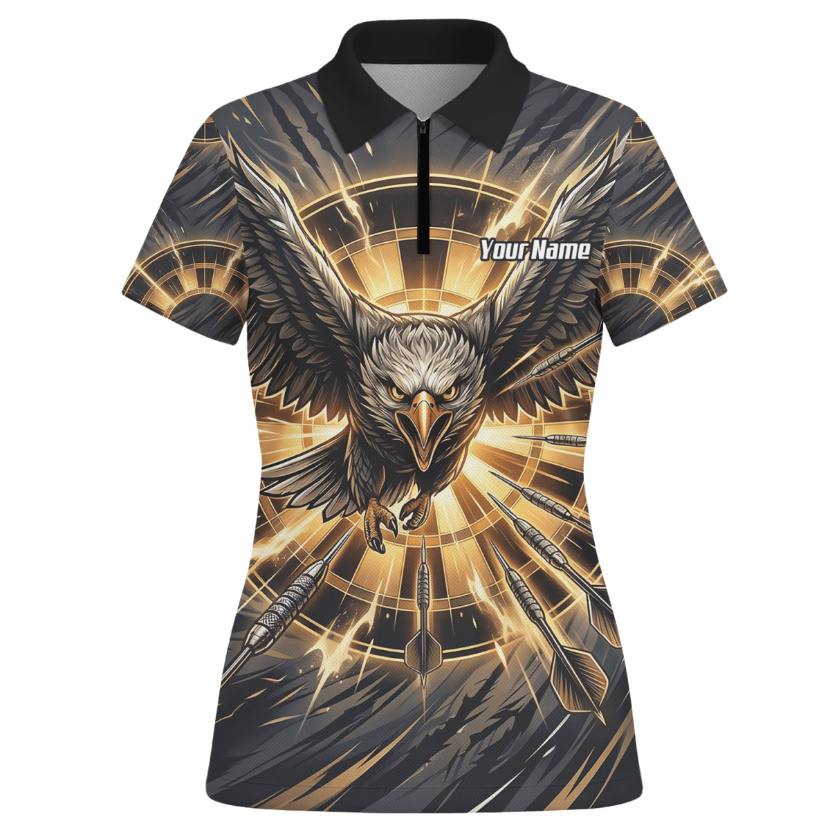 Dart Trikot Damen – Adler Motiv Schwarz Gold personalisiert G2102 - Outfitsuche