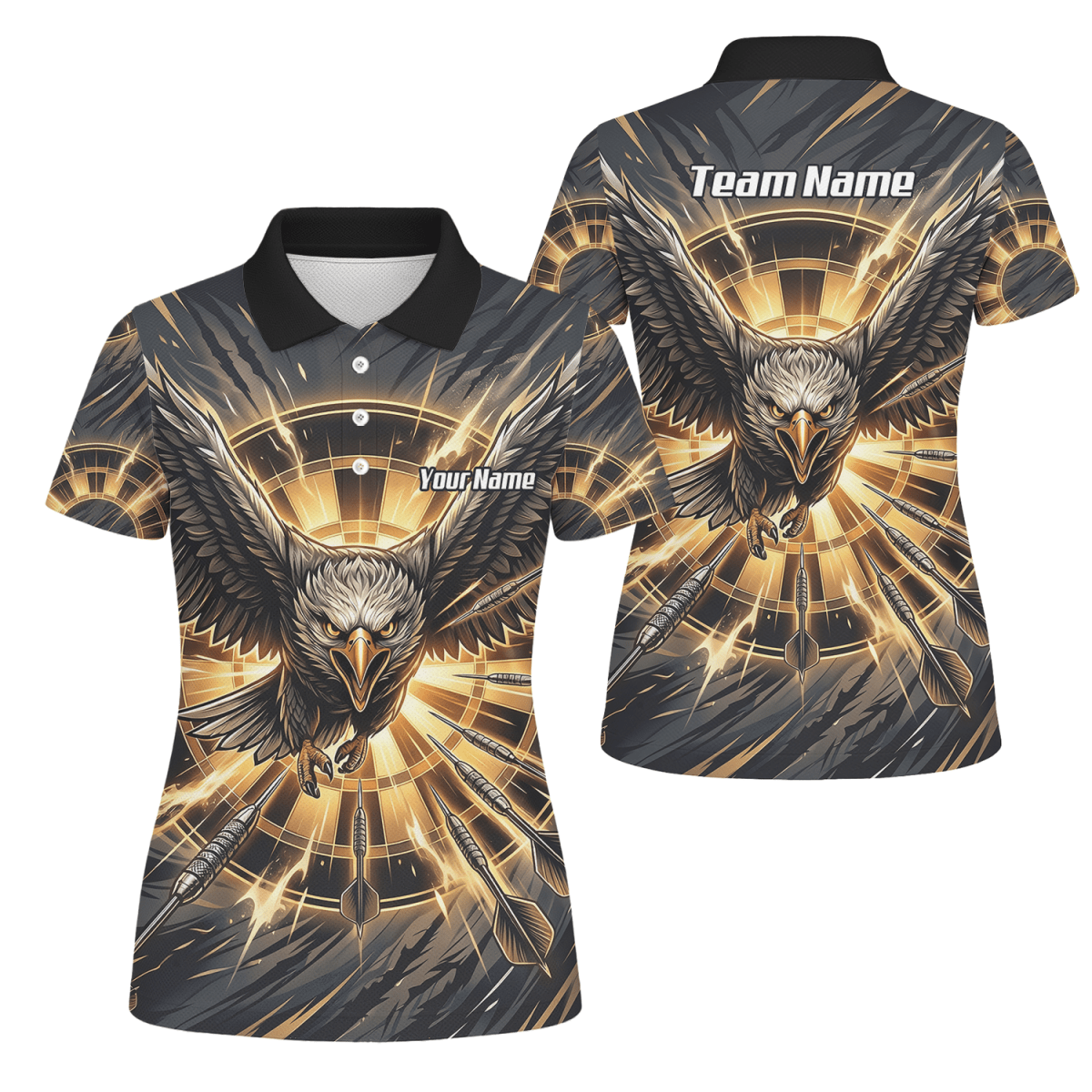 Dart Trikot Damen – Adler Motiv Schwarz Gold personalisiert G2102 - Outfitsuche
