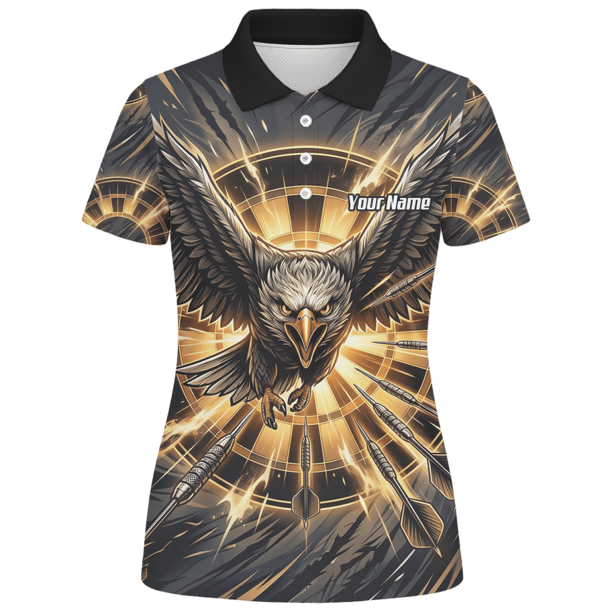 Dart Trikot Damen – Adler Motiv Schwarz Gold personalisiert G2102 - Outfitsuche