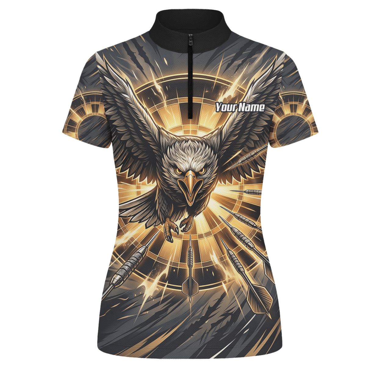 Dart Trikot Damen – Adler Motiv Schwarz Gold personalisiert G2102 - Outfitsuche