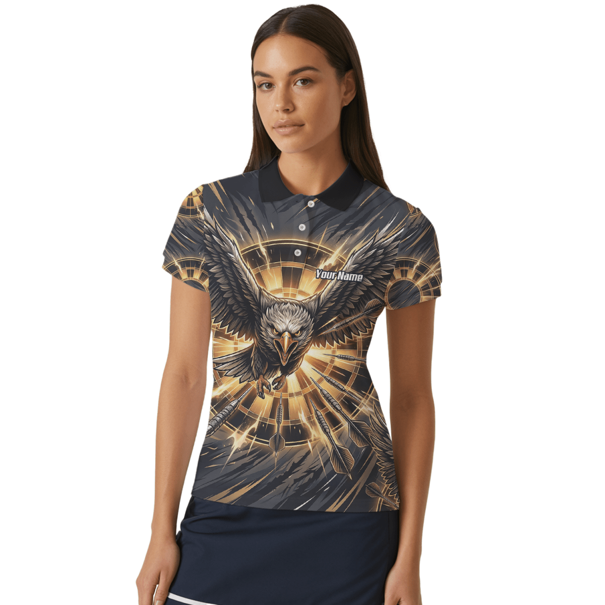 Dart Trikot Damen – Adler Motiv Schwarz Gold personalisiert G2102 - Outfitsuche