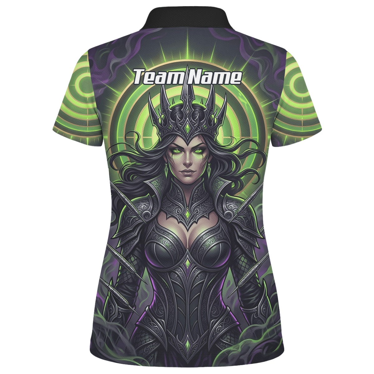 Dart Trikot Damen – Dark Queen Motiv Schwarz & Neongrün N8351 - Outfitsuche
