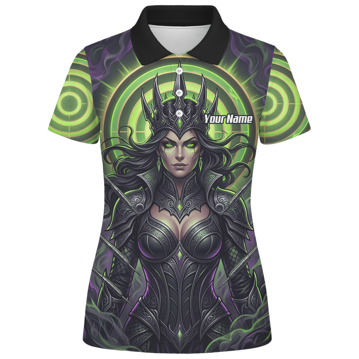 Dart Trikot Damen – Dark Queen Motiv Schwarz & Neongrün N8351 - Outfitsuche