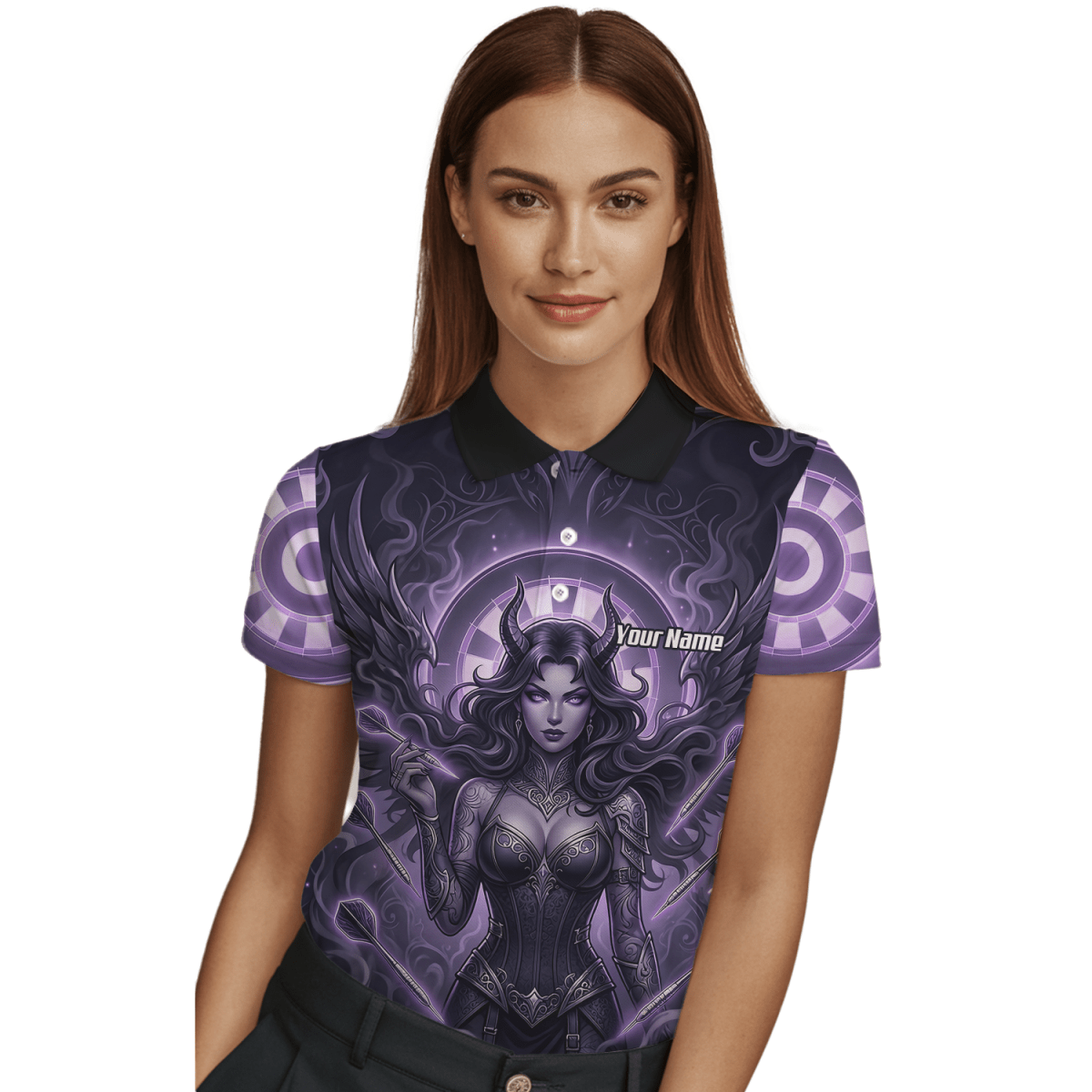 Dart Trikot Damen – Dark Succubus Fantasy Design Lila Schwarz B5075 - Outfitsuche