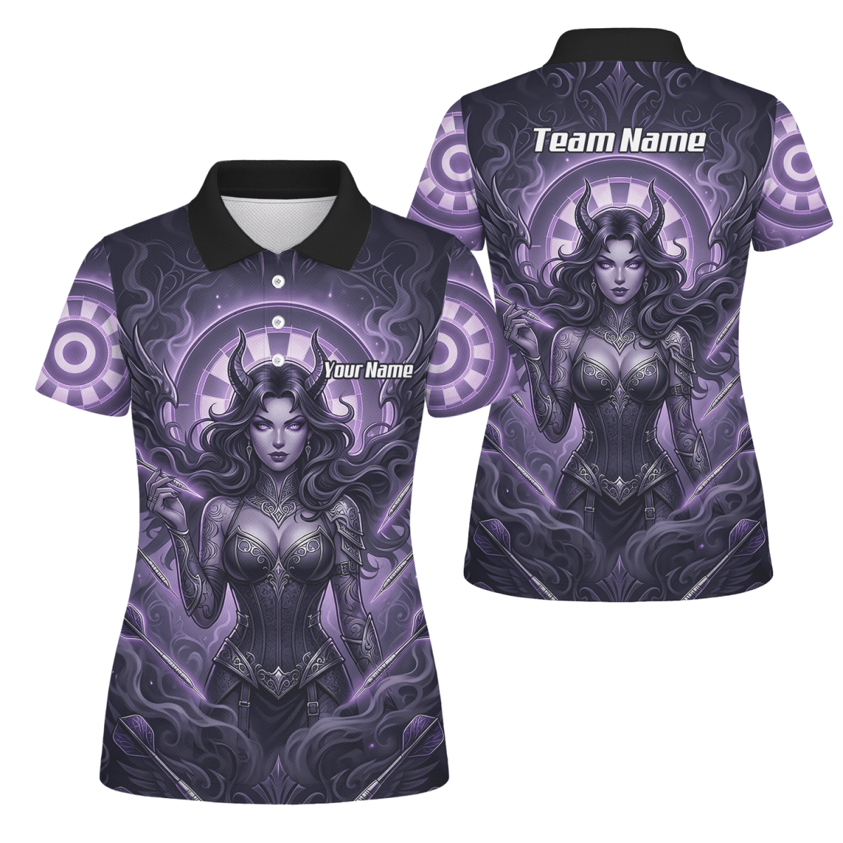 Dart Trikot Damen – Dark Succubus Fantasy Design Lila Schwarz B5075 - Outfitsuche