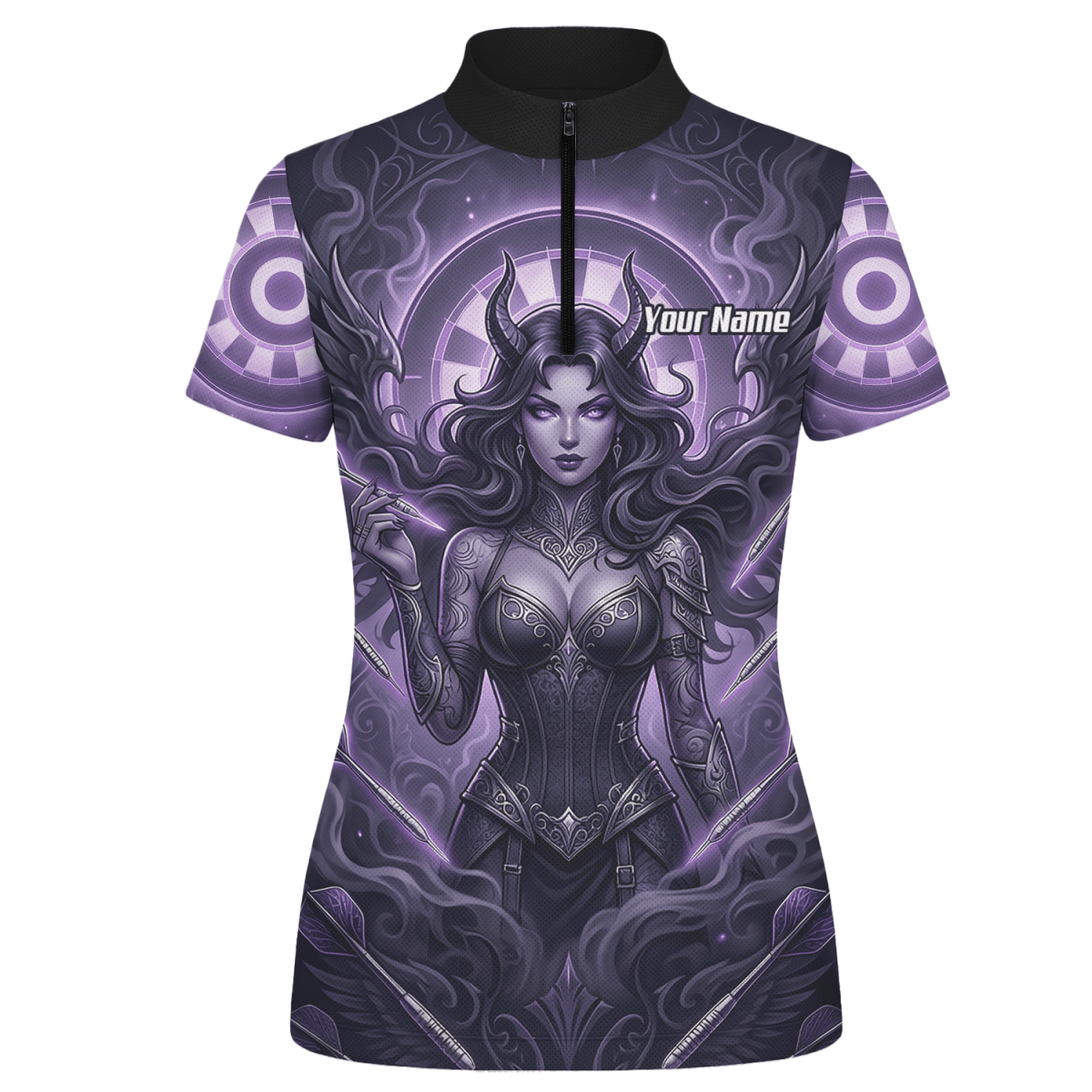 Dart Trikot Damen – Dark Succubus Fantasy Design Lila Schwarz B5075 - Outfitsuche