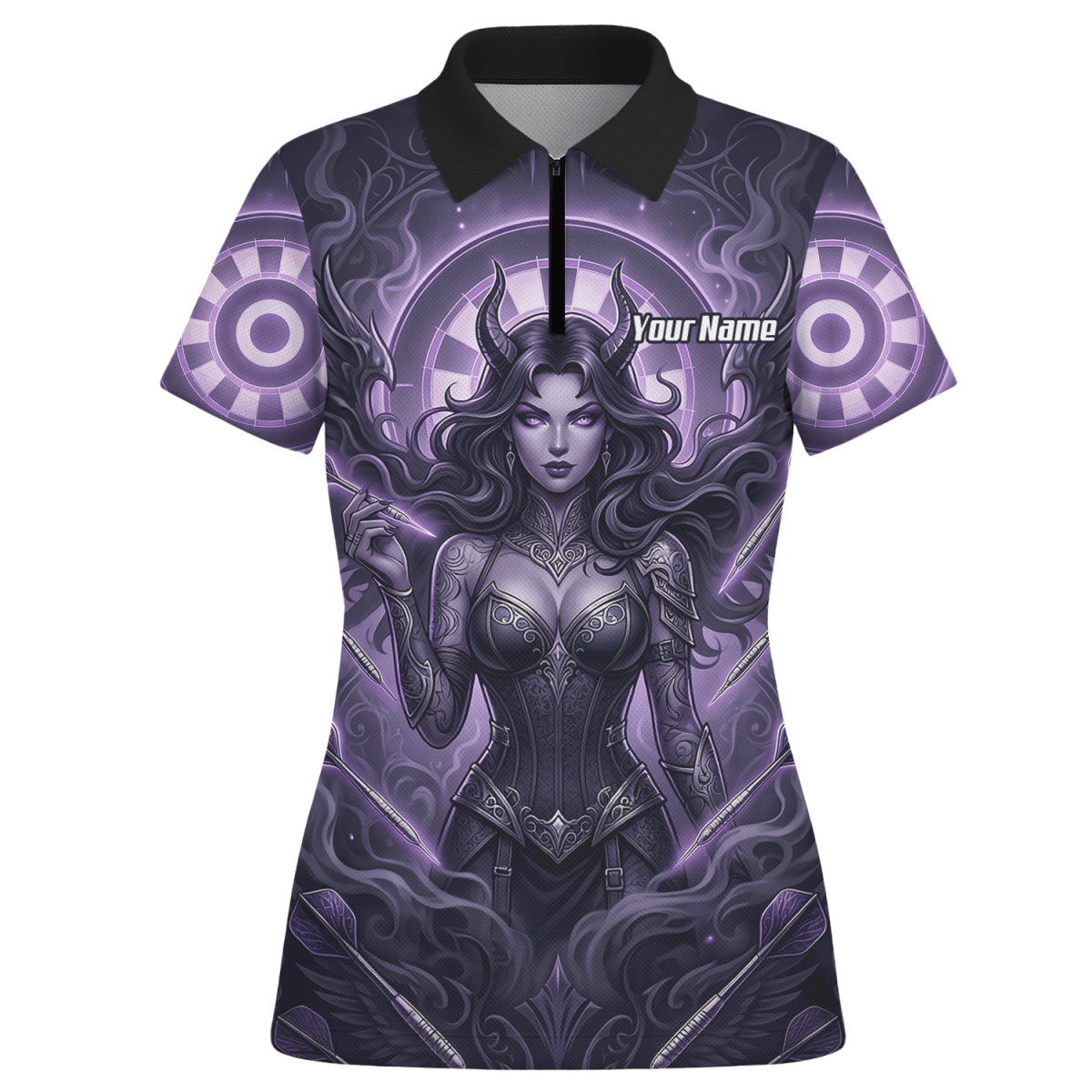 Dart Trikot Damen – Dark Succubus Fantasy Design Lila Schwarz B5075 - Outfitsuche