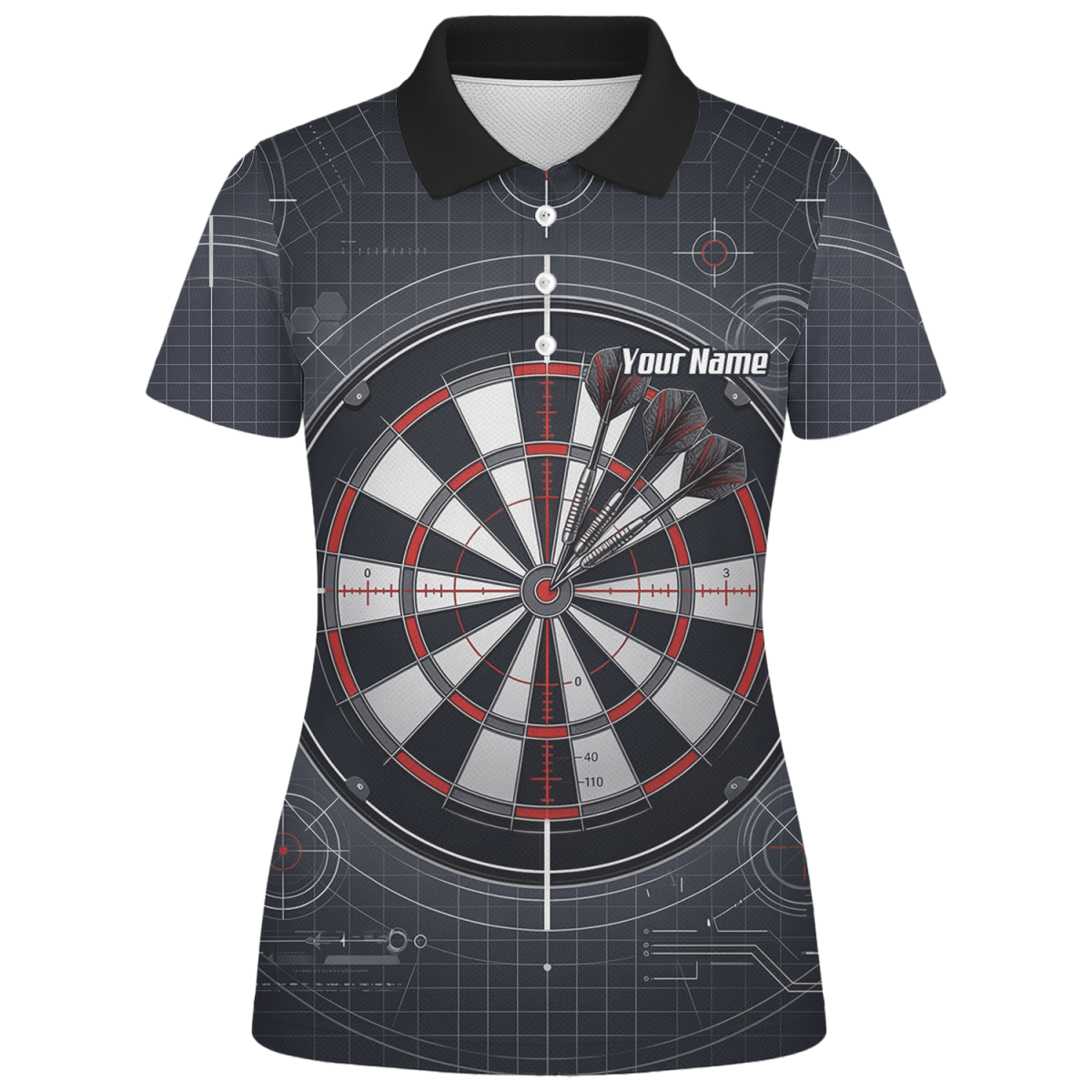 Dart Trikot Damen – Dartscheibe Bullseye Schwarz Rot Personalisierbar K9046 - Outfitsuche