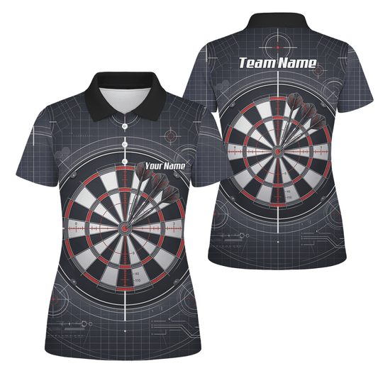 Dart Trikot Damen – Dartscheibe Bullseye Schwarz Rot Personalisierbar K9046 - Outfitsuche