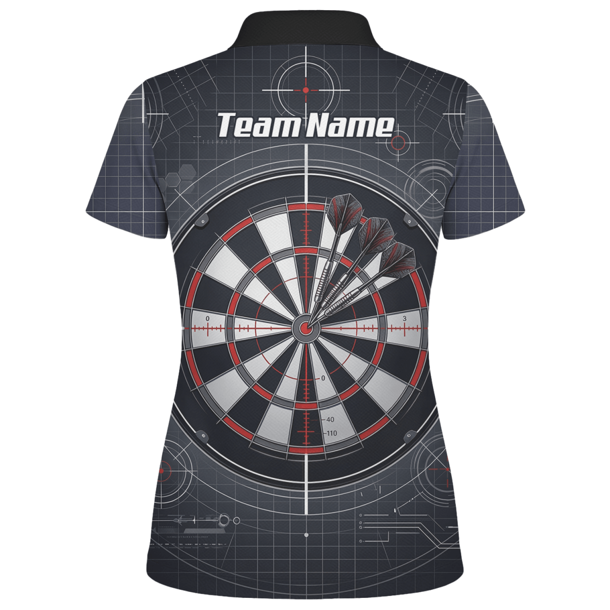 Dart Trikot Damen – Dartscheibe Bullseye Schwarz Rot Personalisierbar K9046 - Outfitsuche