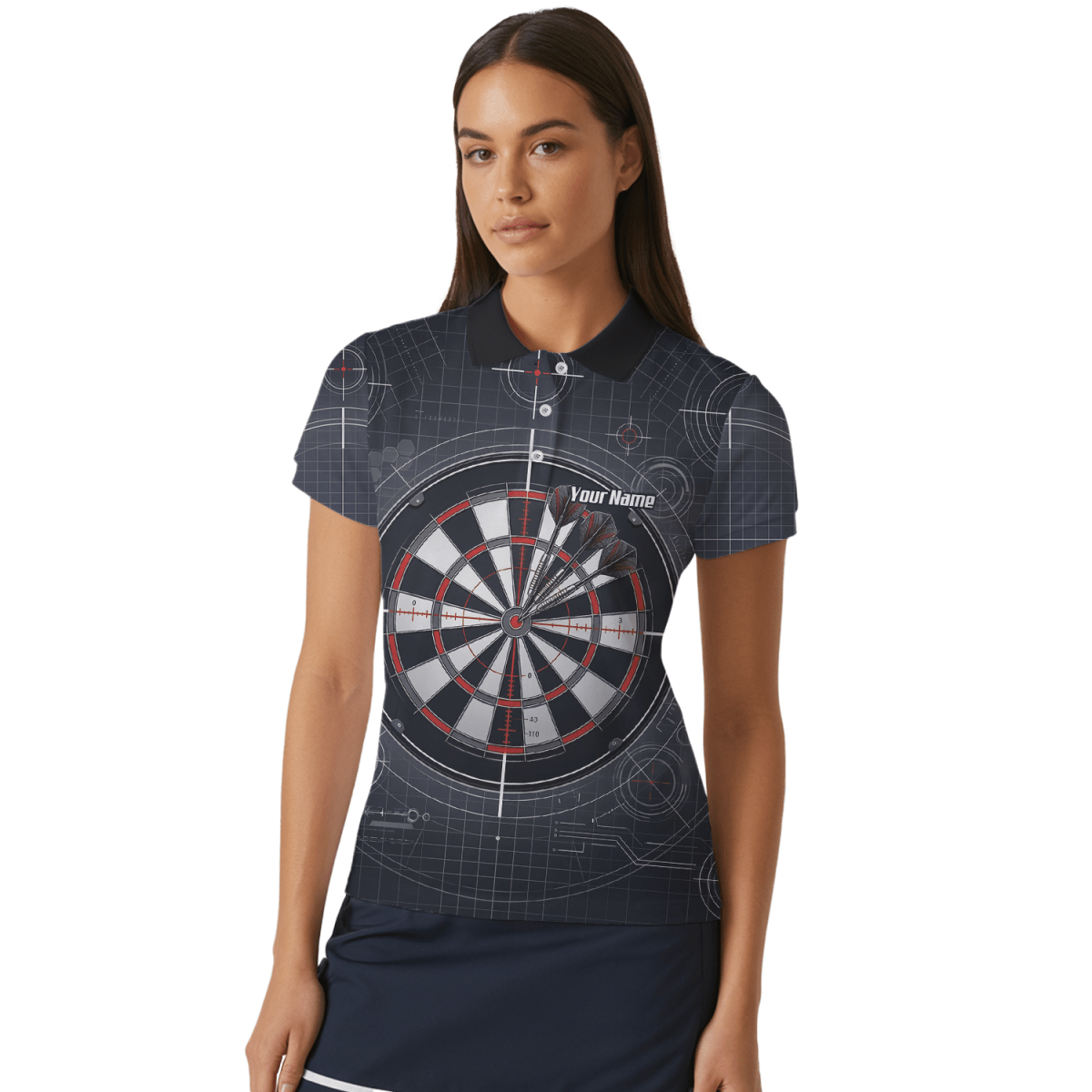 Dart Trikot Damen – Dartscheibe Bullseye Schwarz Rot Personalisierbar K9046 - Outfitsuche