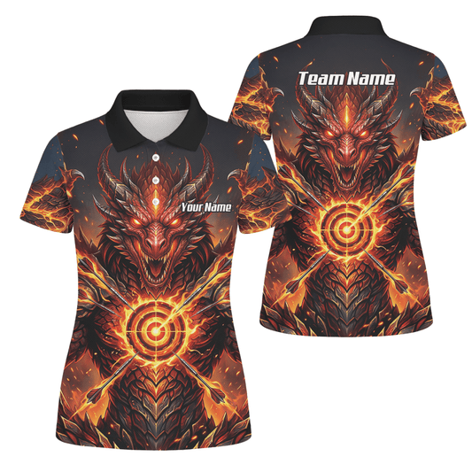 Dart Trikot Damen – Design Feuer - Drache in Schwarz und Rot P4508 - Outfitsuche
