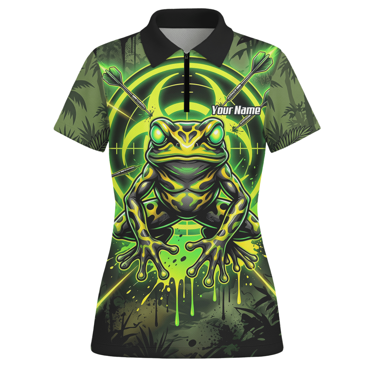 Dart Trikot Damen – Design Giftfrosch & Zielscheibe Neon Grün N6854 - Outfitsuche