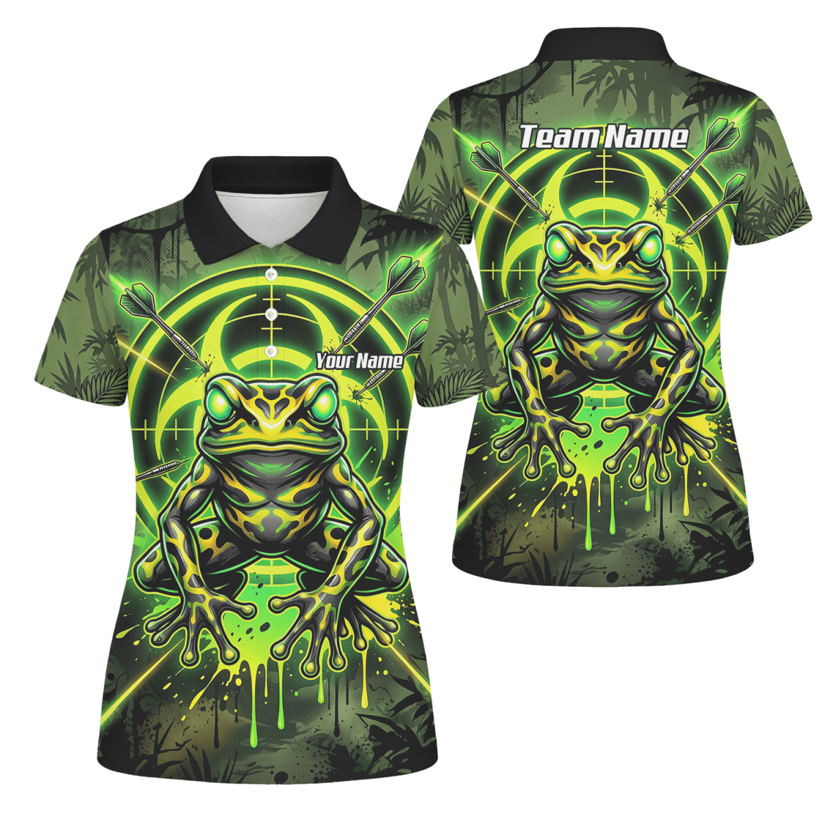 Dart Trikot Damen – Design Giftfrosch & Zielscheibe Neon Grün N6854 - Outfitsuche