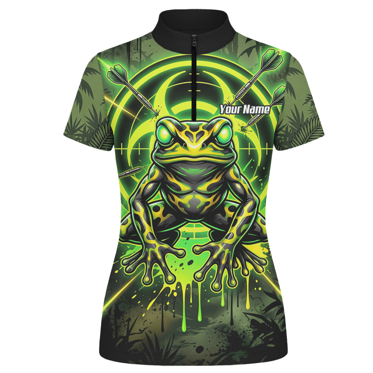 Dart Trikot Damen – Design Giftfrosch & Zielscheibe Neon Grün N6854 - Outfitsuche