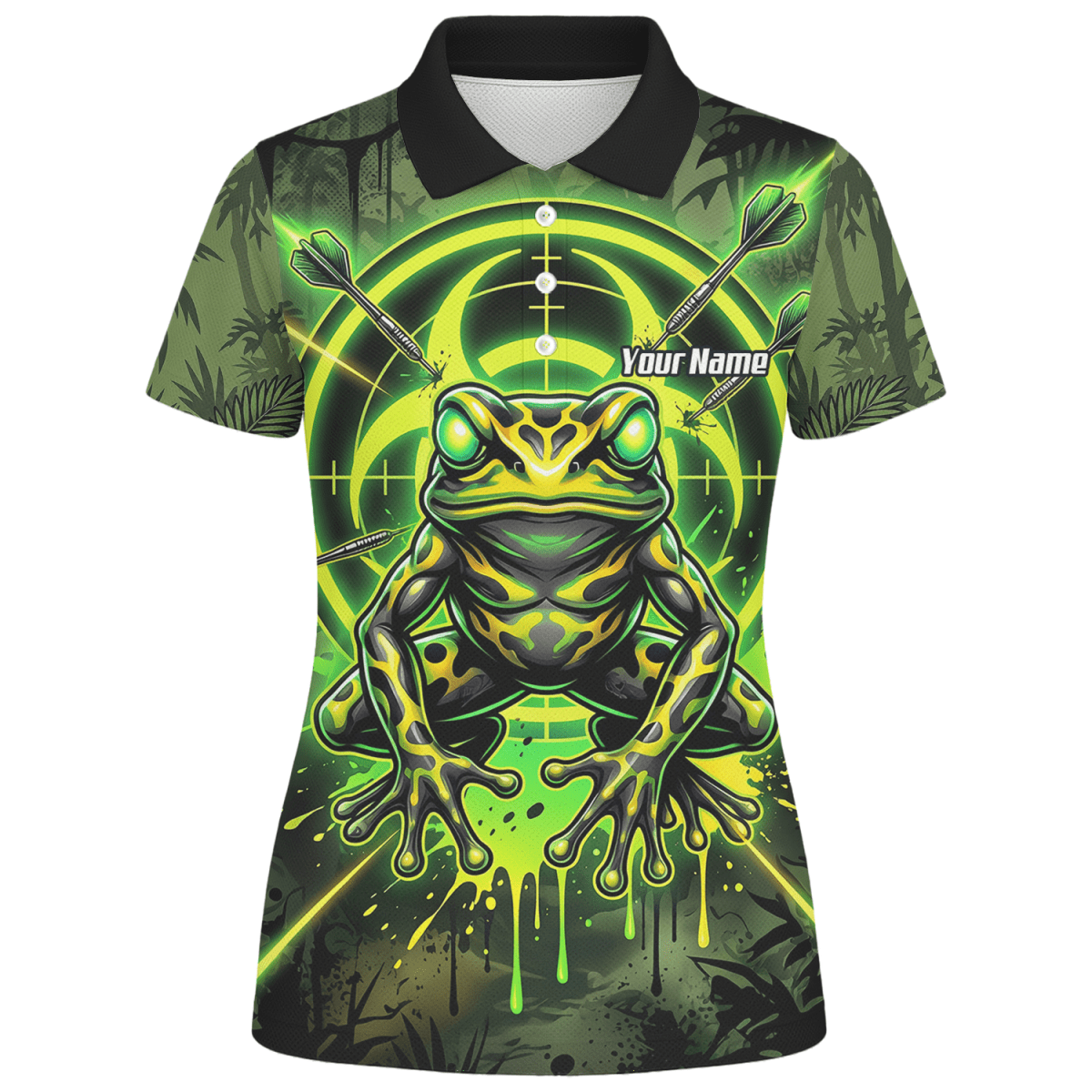 Dart Trikot Damen – Design Giftfrosch & Zielscheibe Neon Grün N6854 - Outfitsuche